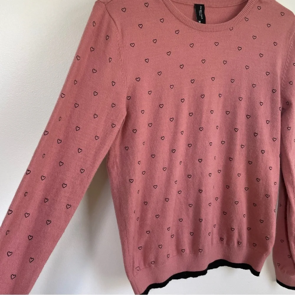 Piazza Italia crew neck pink with hearts sweater